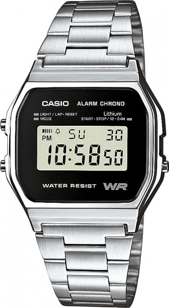Casio Herrenuhr Digital Modell Nr. A158WEA-1EF  Die Uhren der Collection Serie wurden in Anlehnung an die Klassik-Kollektion der 70er Jahre entwickelt. Im Mittelpunkt dieser preisgünstigen Serie stehen Uhren im Metallic-Design, die speziell modebewusste P