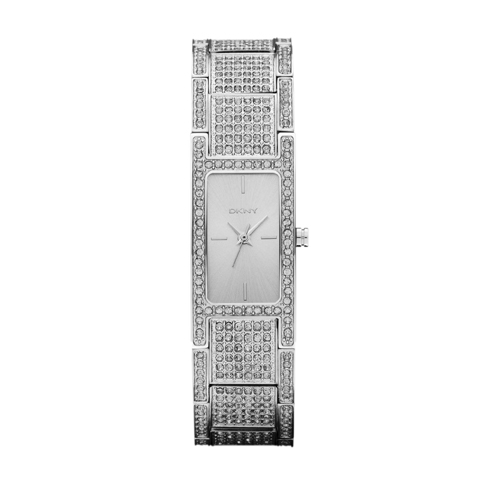 DKNY  Donna Karan New York Damenuhr Modell Nr. NY8730   Die DKNY NY8730 verfügt über ein präzises Quarz-Uhrwerk, ein mit funkelnden Steinen besetztes Gehäuse und Armband aus massivem feinem Edelstahl, ein silberfarbenes Zifferblatt sowie kratzfestes Miner