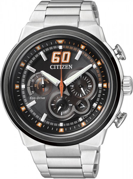 Citizen Uhr CA4134-55E ECO-Drive Sportiver Chrono mit orangefarbenem Sekundenzeiger Durchmesser 45 mm