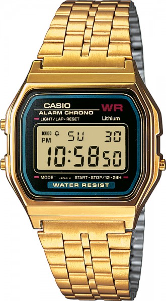 Casio A159WGEA-1EF Uhr RETRO Collection Quarzwerk Digital ionisiertes Edelstahl Armband Unisex 44 Gramm