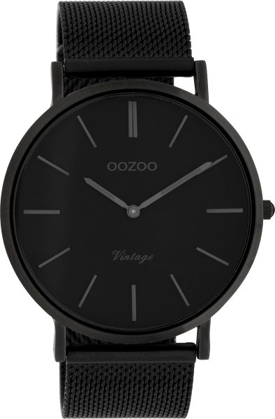 OOZOO Uhren C9932 schwarz Milanaise Edelstahl Vintage Unisex 44mm