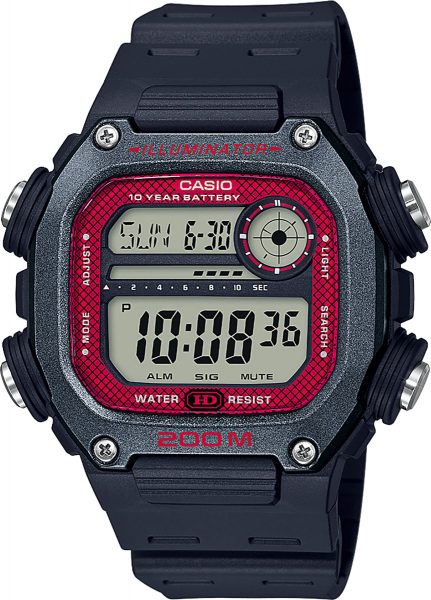 Casio Collection DW-291H-1BVEF Herren Uhr Quarz Schwarz Grau Rot Digital
