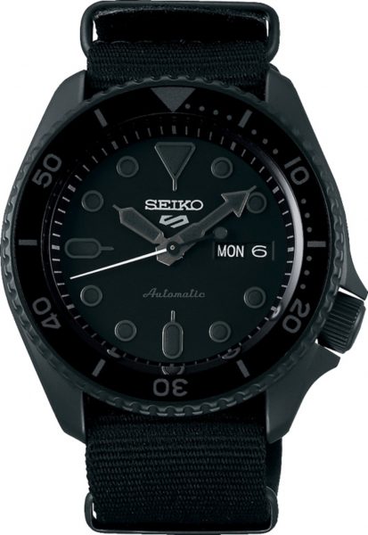 Seiko SRPD79K1 5 Sports Automatik Uhr schwarzes Nylonband Street Style Herrenuhr