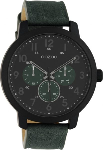 OOZOO Herrenuhr C10508 Quarzwerk Grünes Lederarmband 45mm