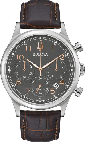 Bulova Classic Uhr SALE 96B356  Herren Chronograp Leder Armband Edelstahl Gehäuse