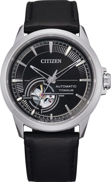 Citizen Uhr NH9120-11E Automatik Uhr Herren Titan Lederarmband Skelettiertes Werk schwarz