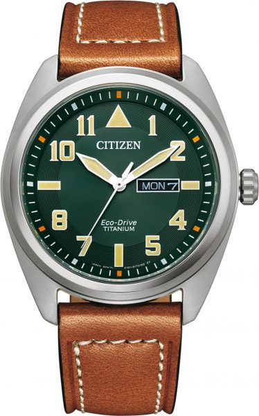 Citizen BM8560-11XE Eco-Drive Herren Armbanduhr Titan Braun Grün 42 mm