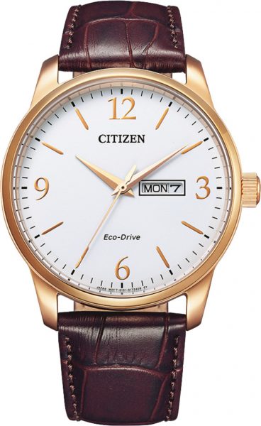 Citizen Eco Drive Uhr BM8553-16AE Herrenuhr Rosegold Leder