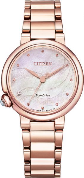 Citizen SALE Uhr EM0912-84Y Rose vergoldeter Edelstahl Damen Armbanduhr pinkes Perlmutt Zifferblatt 30mm 5ATM