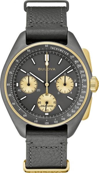 Bulova Luna Pilot Uhr 98A285 Limited Edition Quarz Gehäuse Durchmesser 45mm Titan mit Edelstahl Leder