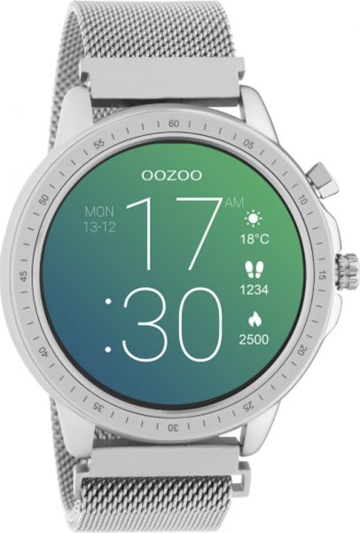 Oozoo Smartwatch Q00305 Milanaiseband Multifunktionsdisplay Bluetooth 45mm Durchmesser silberfarben