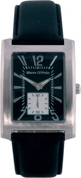 Marco Polo 4207801 Quarz werk, Edelstahlgehäuse pol. Lederband schwarz, Mineral glas, 5 ATM, 31x43x10mm