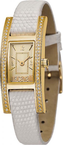 Just Cavalli Style Quarzwerk, Edelstahlgehäuse PVD Gold mit Kristallen, Mineralglas, 3 ATM, Ø 20x25x10mm