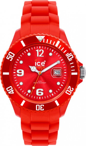 Ice Watch Quarzwerk, Kunst stoffgehäuse, Silikonband rot, Datum, Mineralglas, 5 ATM, 48mm Durchm, 10mm Hö