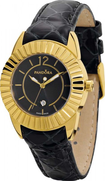 PANDORA Uhr 812013BK Imagine, Quarzwerk Ronda, Swiss made, Edelstahlgehäuse, IP Gold, Datum, Saphirglas, 5 ATM, Ø 35×8 mm