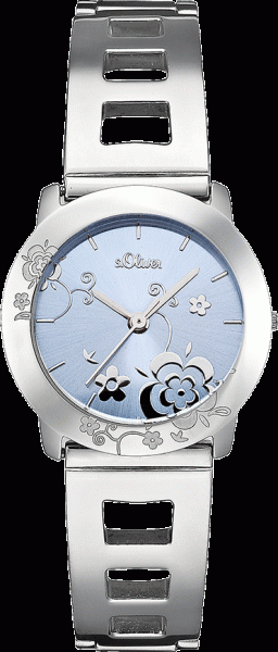 Markenuhr s.Oliver SO-1438-MQ Damen-Armbanduhr eisblaues Zifferblatt