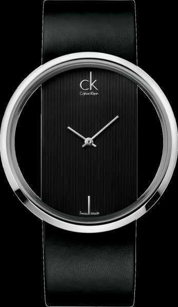 Calvin Klein K9423107 ck glam, Quarzwerk, swiss made, Edelstahlgehäuse, schwarzes Lederband, Mineralglas, 3 ATM, Ø 42mm
