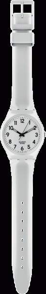 Swatch Colour Code weiss, Just White, Quarzwerk, Kunststoffgehäuse, Kunststoffarmband, 3 ATM, 33mm Durchmesser, SWISS MADE