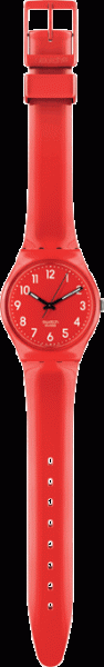 Swatch Colour Code rot, Cherry Berry, Quarzwerk, Kunststoffgehäuse, Kunststoffglas, 3 ATM, 33mm Durchmesser, SWISS MADE