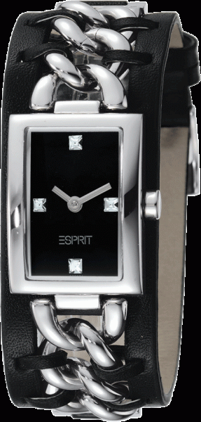 Esprit ES102612001 Rough Chic Black, Quarzwerk, Edelstahlgehäuse, schwarzes Lederband, Mineralglas, 3 ATM, Ø 35x20x8mm  aus Stuttgart