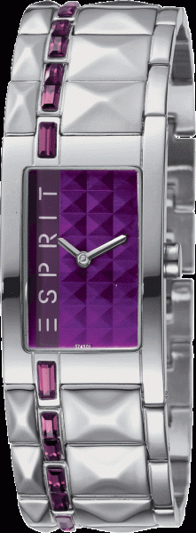 Esprit ES102452003 Purple Glam Rock, Quarzwerk, Edelstahlgehäuse und Edelstahlarmband mit funkelnden baguette Zirkonia, Mineralglas, 3 ATM, Durchmesser 35x20x5mm. Eine sehr stylische Uhr in Premiumqualität und zum unglaublich günstigem Preis nur aus Stutt