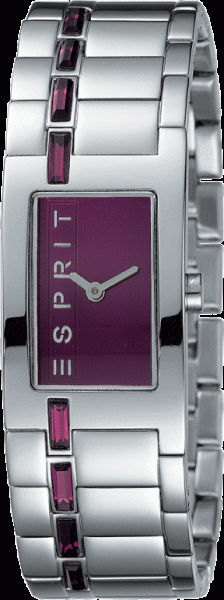 Esprit ES90022009 Starline Purple Houston Quarzwerk, Edelstahlgehäuse/-band mit Baguette-Steinen, Mineralglas, 3 ATM, Ø 35x20x5mm. Nur bei Abramowicz, Ihrem Vertrauensjuwelier aus Stuttgart.