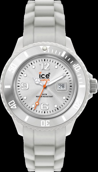 Ice Watch Quarzwerk, Kunst stoffgehäuse, Silikonband silber, Datum, Mineralglas 5 ATM, 38mm Durchm, 10mm Hö