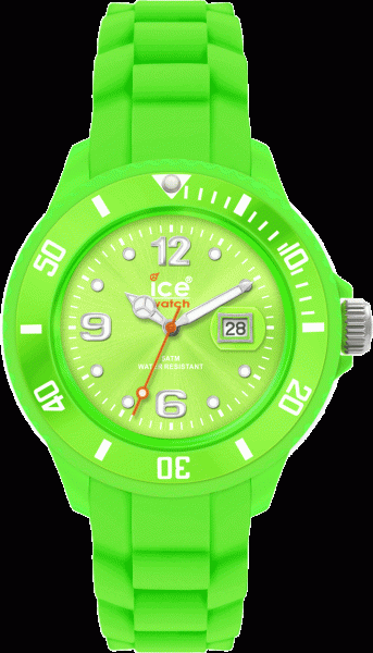 Ice Watch Quarzwerk, Kunst stoffgehäuse, Silikonband grün, Datum, Mineralglas, 5 ATM, 38mm Durchm, 10mm H