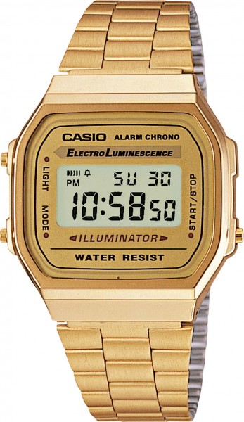 CASIO A168WG-9EF Quazwerk,  Digital  ionisiertes Armband Edelstahl gelb vergoldet 38 x 36 x 10 mm