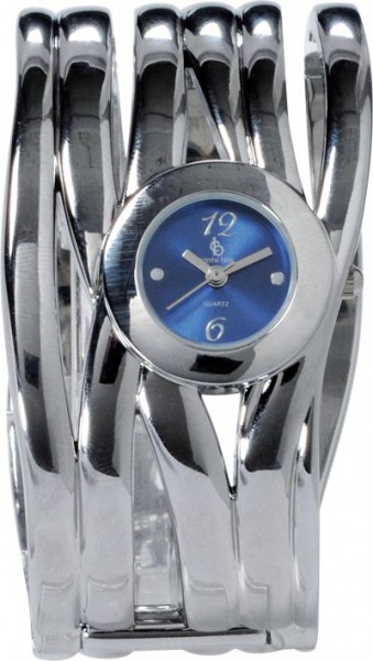 Spangenuhr, eine wunderschöne klassische Quarzwerk Uhr mit blauem Ziffernblatt und mit einem Kratzunempfindlichem Mineralglas, desweiteren ist die Uhr mit einem Metallgehäuse und einem Metallband ausgestattet. Durchmesser 23 mm, Höhe  6 mm, Water Resistan
