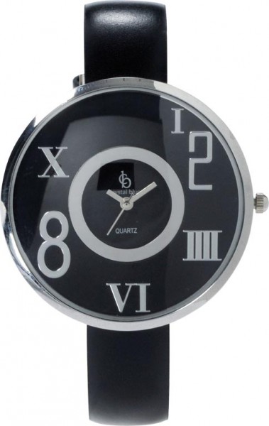 Uhr, eine absolut trendige Quarzwerk Uhr mit schwarzem Ziffernblatt und weißen Zahlen sowie einem Kratzunempfindlichem Mineralglas, desweiteren besitzt die Uhr ein Metallgehäuse und ein Lederband in schwarz. Durchmesser 40 mm, Höhe 7 mm, Water Resistant S