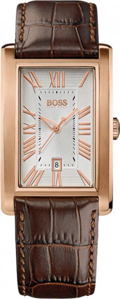 Boss Uhr 1512710 Klassische Herrenuhr der Marke Boss. Die Uhr hat ein exklusives braunes Lederarmband mit Krokoprägung und ein matt, glänzendes Edelstahlgehäuse in rosé- gold mit gewölbten Mineralglas. Das Ziffernblatt ist weiß mit rosé- goldfarbenden röm