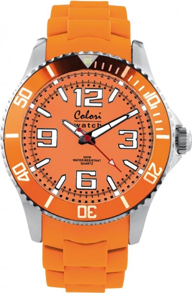 icewatchcold von Colori aus dem Hause Abramowicz, eine total stylische Quarzwerk Uhr mit orangenem Ziffernblatt und im Dunkeln leuchtende Zeiger. Die Uhr zeichnet sich durch das Kratzunempfindliche Mineralglas aus, desweiteren besitzt die Uhr ein massives