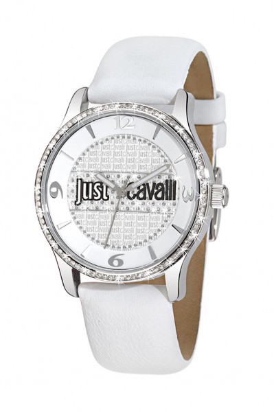 Just Cavalli Uhr R7251127503 weißes Lederband Quarzwerk Zirkonia