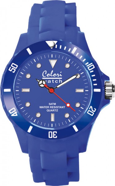 Colori Uhr, cobaltblau, 36mm, Silikonband, Quarzwerk.