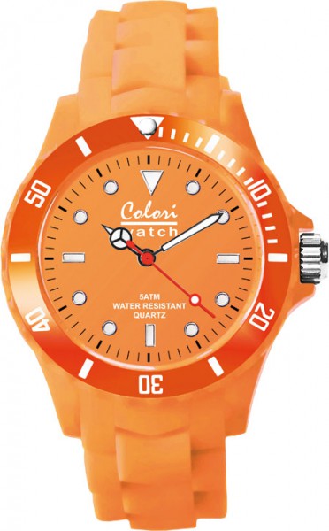 Colori Uhr, 36mm, Silikonband, Quarzwerk, orange,Kunststoffgehäuse, 5 ATM